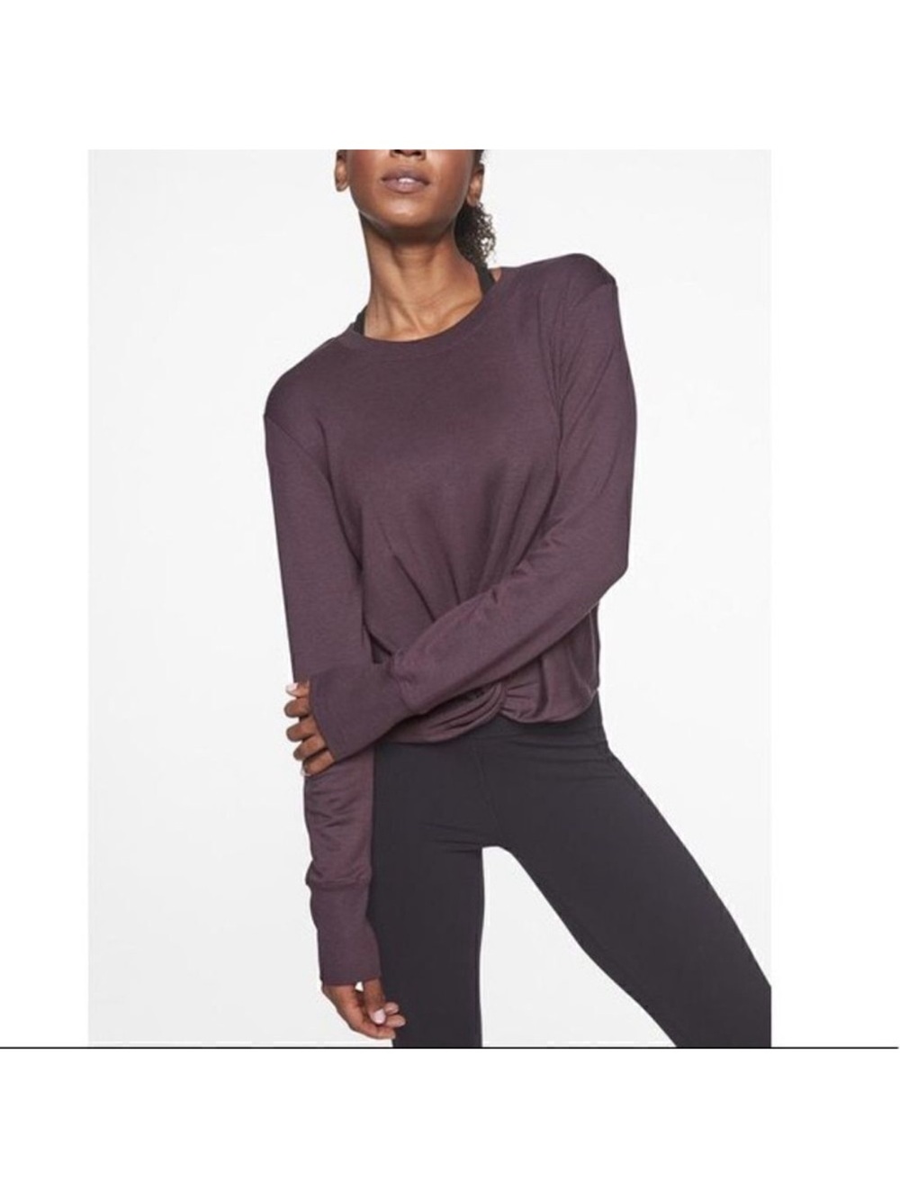 Athleta Front-Twist Coaster Sweatshirt - Deep Plum